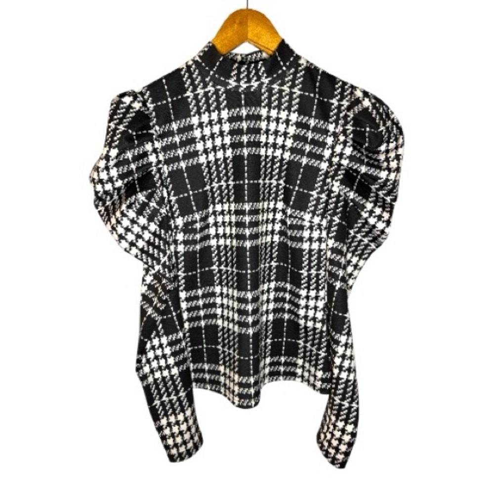 Black and White Plaid Women's Top
